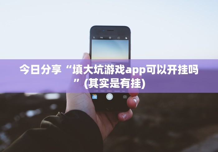 今日分享“填大坑游戏app可以开挂吗”(其实是有挂)